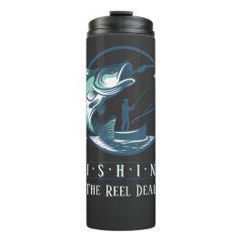 Angeln – „The Reel Deal“ Lustiges Angler-Grafik Thermosbecher