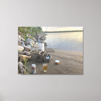 Angeln und ein Bier trinken Leinwanddruck