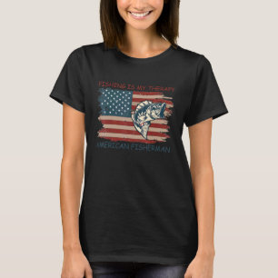 Angeln uns Amerikanische Flagge Barsch Fisch Angle T-Shirt