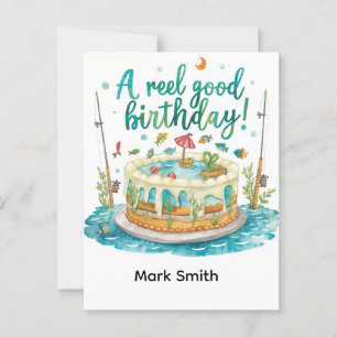 Angeln zum Geburtstag - angebissen und voller Spaß Postkarte