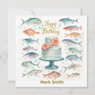 Angelnder Geburtstag mit fischfangthematisiertem K Karte