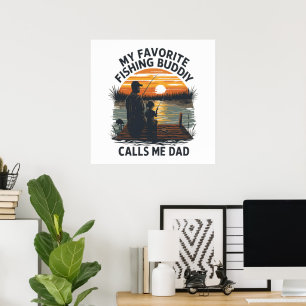 Angelnder Vater Sonnenuntergang Poster