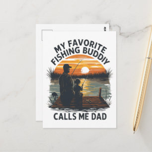 Angelnder Vater Sonnenuntergang Postkarte