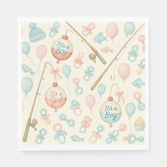 Angelrute Baby enthüllt für Angelfreunde Serviette (Vorderseite)