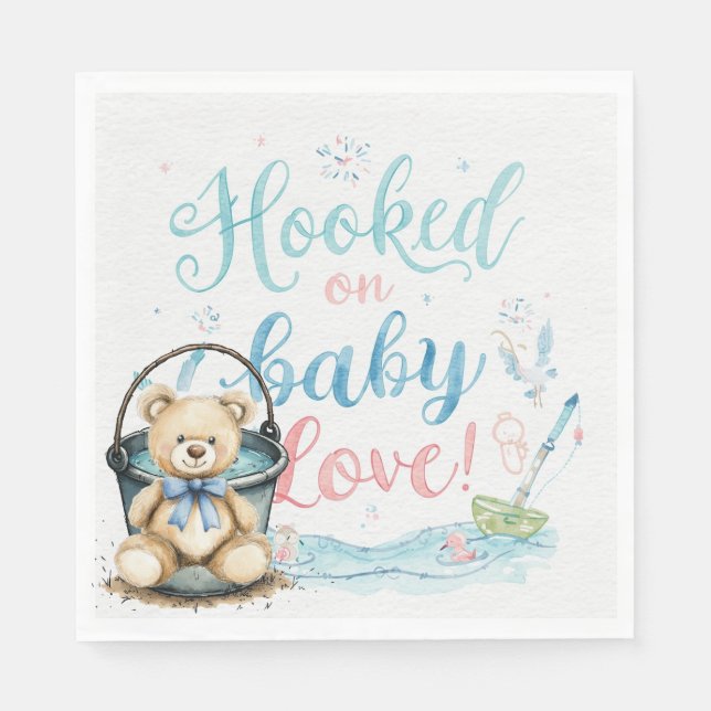Angelrute Baby enthüllt für Angelfreunde Serviette (Vorderseite)