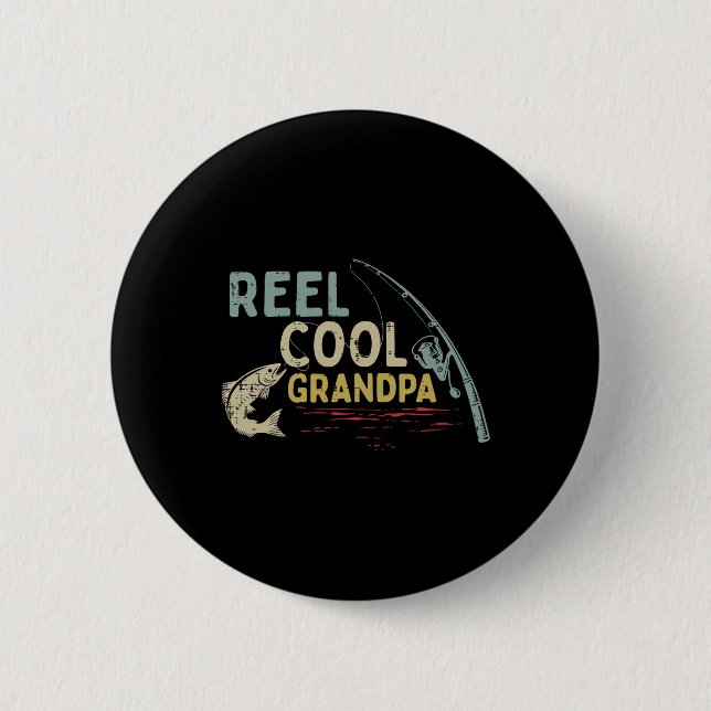 Angelrute Cool Großvater Großvater Fischer Button (Vorderseite)