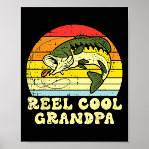 Angelrute Cool Opa B Fisch Retro Großvater Poster