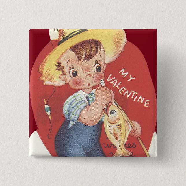 Angelrute Junge Valentine Button (Vorderseite)