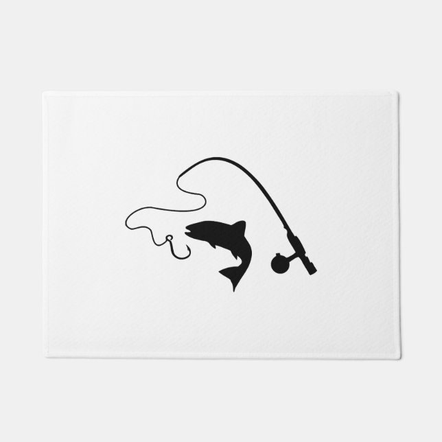 Angelrute und Fische, Fischerei Fußmatte (Vorderseite)