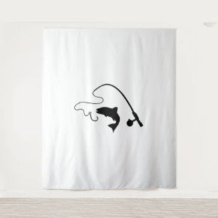 Angelrute und Fische, Fischerei Wandteppich
