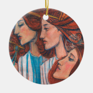 Angels Art Nouveau Ginger Auburn Red Hair Women Keramik Ornament
