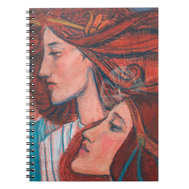 Angels Art Nouveau Ginger Auburn Red Hair Women Notizblock (Vorderseite)
