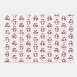 Angels beten auf rosa Hintergrundwrapping Paper Geschenkpapier Set
