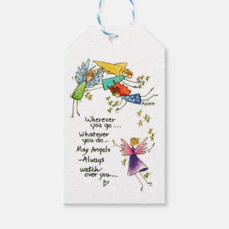 Angels Blick über dich farbenfrohe Aquarellbilder Geschenkanhänger