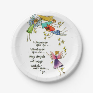 Angels Blick über dich farbenfrohe Aquarellbilder Pappteller
