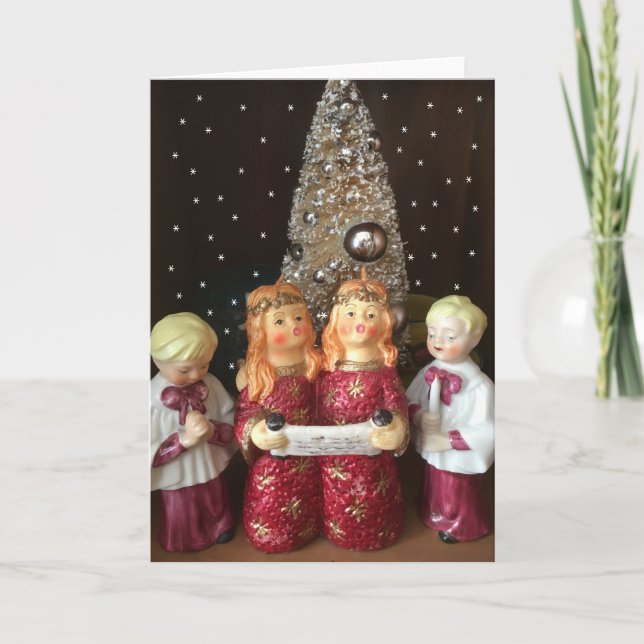 Angels & Choir Boys Sing Feiertagskarte (Vorderseite)