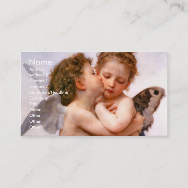 Angels First Kiss, Bouguereau Visitenkarte (Vorderseite)