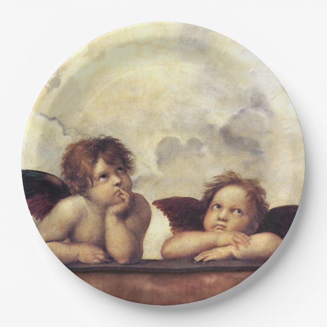 ANGELS / Flügeldrachen ,Wolken Raffaello Sanzio Pappteller (Vorderseite)