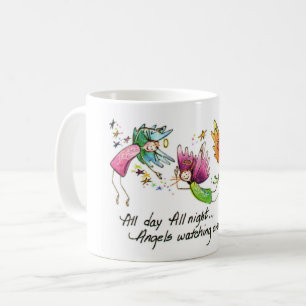 Angels Flying Happiy "All Day" Wasserfarben-Sketch Kaffeetasse