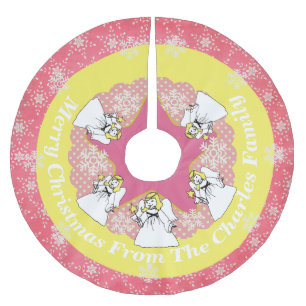 Angels Frohe Weihnachten Personalisierten Baumrock Polyester Weihnachtsbaumdecke