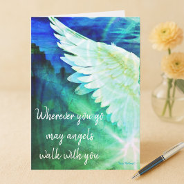 Angels gehen mit dir Guardian Angel Blue Wing Note Karte