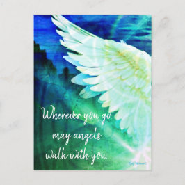Angels gehen mit dir Guardian Angel Blue Wing Postkarte