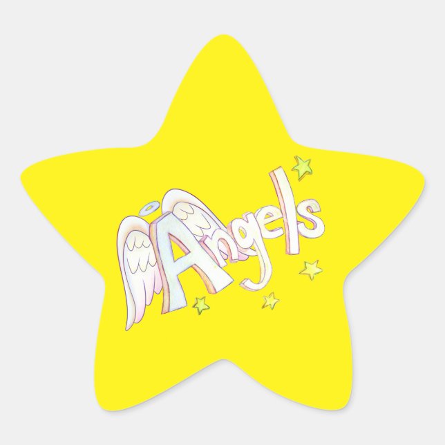 Angels Inspirational Word Art Sticker Decal (Vorderseite)