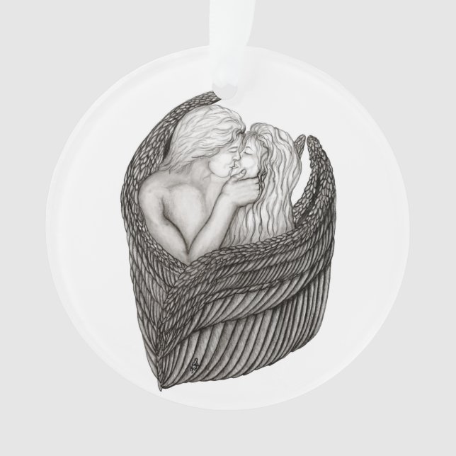 Angels Kissing, noir et blanc Design (devant)