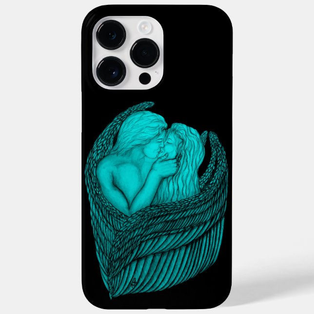 Angels Kissing , Schwarz-Grün-Design Case-Mate iPhone 14 Pro Max Hülle (Rückseite)