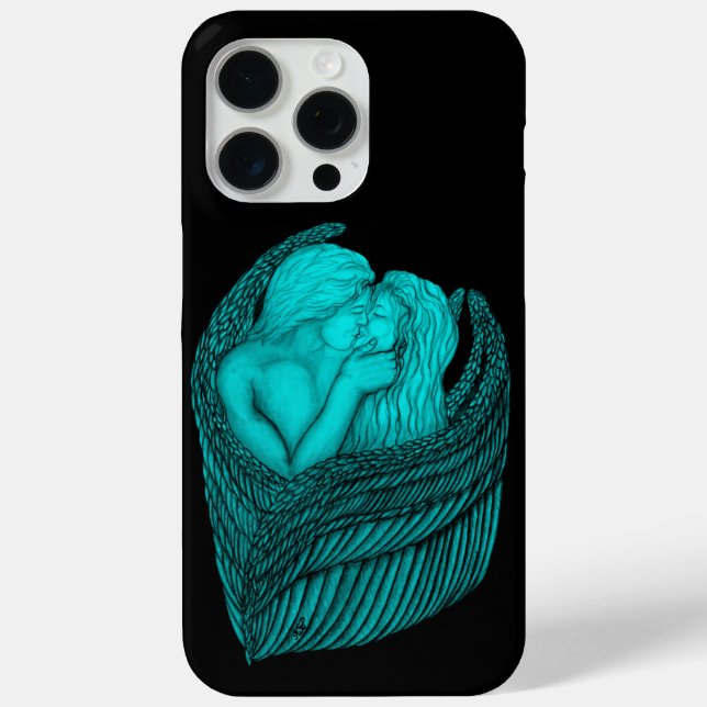 Angels Kissing , Schwarz-Grün-Design Case-Mate iPhone Hülle (Rückseite)