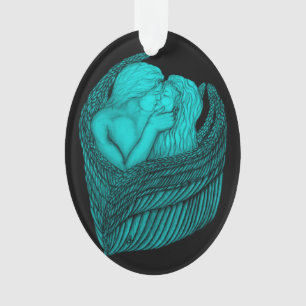 Angels Kissing , Schwarz-Grün-Design Ornament