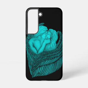 Angels Kissing , Schwarz-Grün-Design Samsung Galaxy Hülle