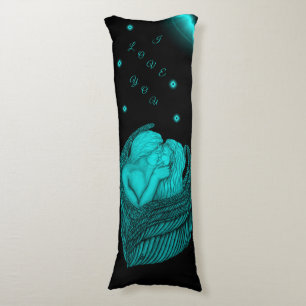 Angels Kissing , Schwarz-Grün-Design Seitenschläferkissen