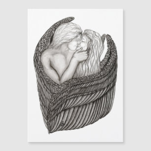 Angels Kissing , Schwarz-Weiß-Design Magnetkarte