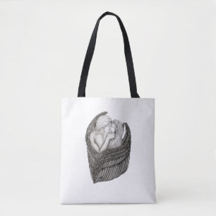 Angels Kissing , Schwarz-Weiß-Design Tasche