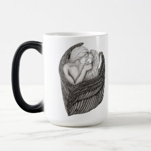 Angels Kissing , Schwarz-Weiß-Design Verwandlungstasse