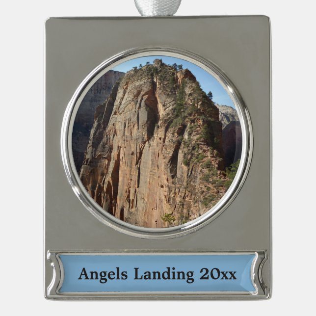 Angels Landung im Zion Nationalpark Banner-Ornament Silber (Vorderseite)