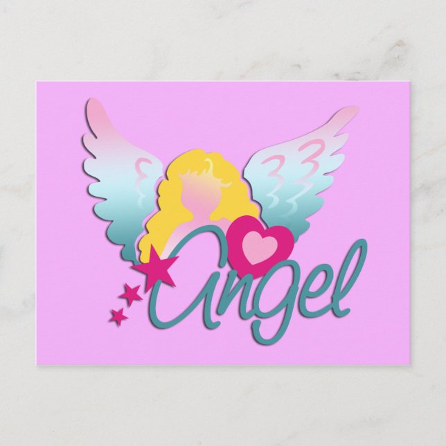 Angels Liebe | hellrosa Postkarte (Vorderseite)
