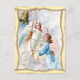 Angels mit Weihnachts-Glockenpostkarte Postkarte