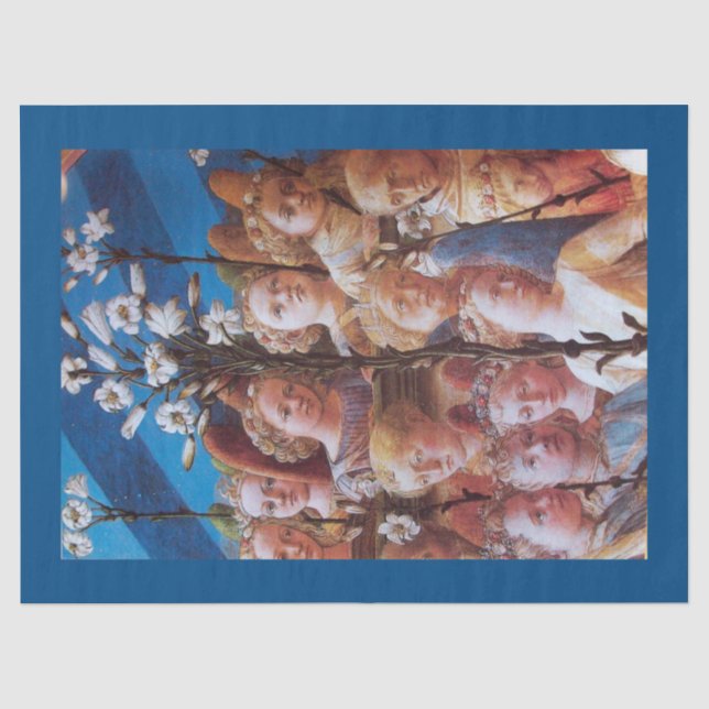 ANGELS MIT WHITE LILIES Blue Christmas Seidenpapier (Vorderseite)