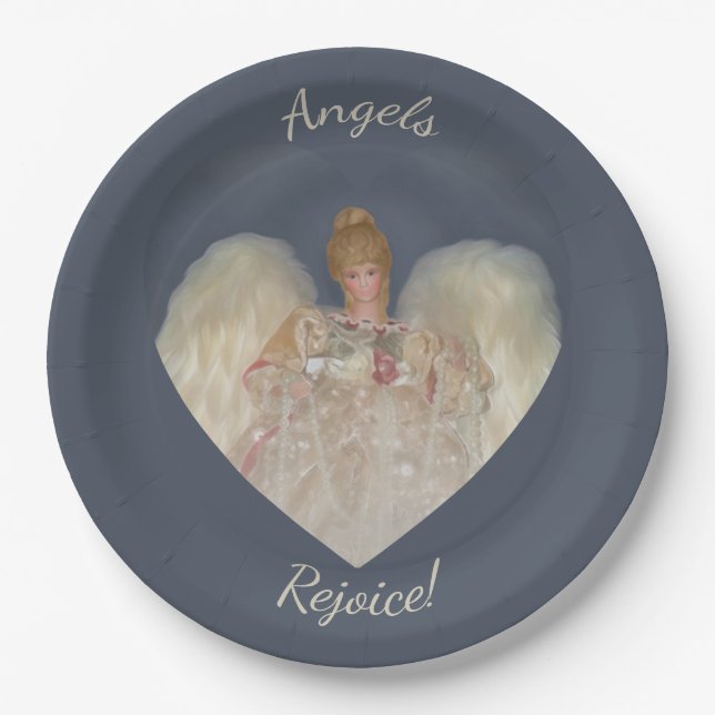 Angels Rejoice Traditional Blue Holiday Pappteller (Vorderseite)