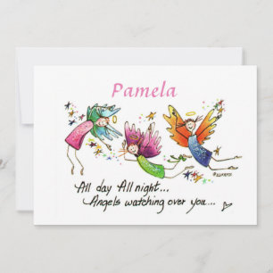 Angels sehen über dir Aquarell zeichnend Text Feiertagskarte
