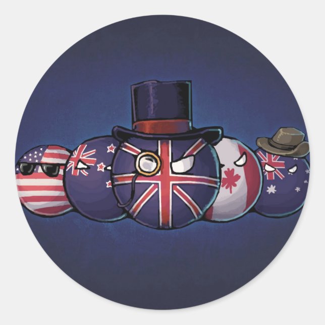 Angelsachse Countryballs Runder Aufkleber (Vorderseite)