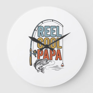 Angelsächsisches Papa-Angeln-Shirt-Design_1 Große Wanduhr