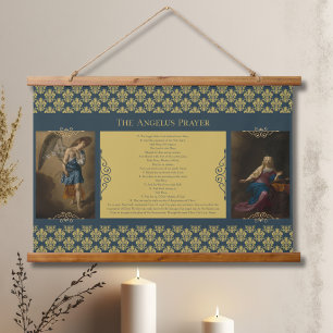 Angelus Gebet mit Angel Gabriel und Mary Wandteppich Mit Holzrahmen