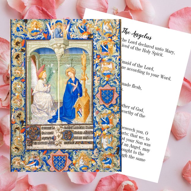 Angelus Jungfrau Mary Annunciation Katholisches Ge Mitteilungskarte (The Angelus Blessed Virgin Mary Archangel Gabriel the Annunciation Feast Catholic Prayer Card)