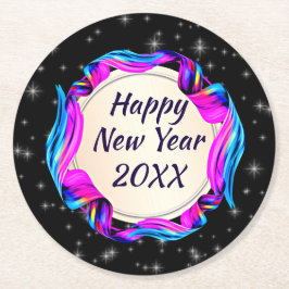 Angemalt Ribbon am nächtlichen Himmel glücklich Ne Runder Pappuntersetzer