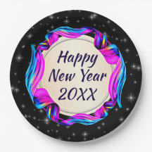 Angemalt Ribbon am nächtlichen Himmel Happy New Ye