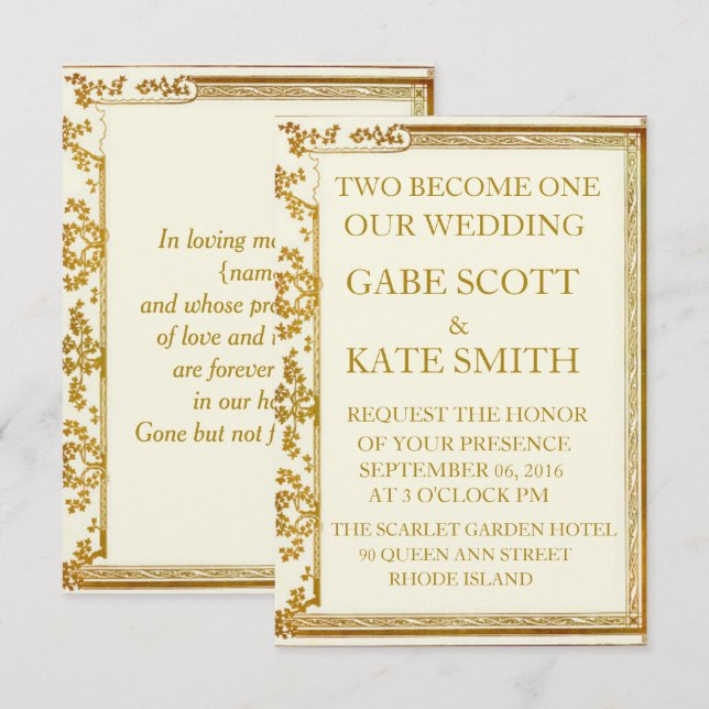 ANGEMESSENE WEDING-EINLADUNG EINLADUNG (Vorne/Hinten)