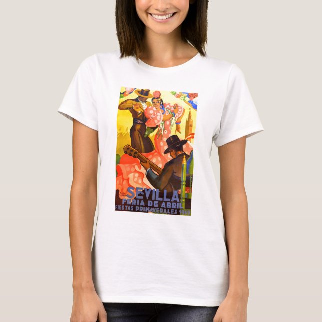 Angemessenes Plakat 1949 Spaniens Sevilla April T-Shirt (Vorderseite)